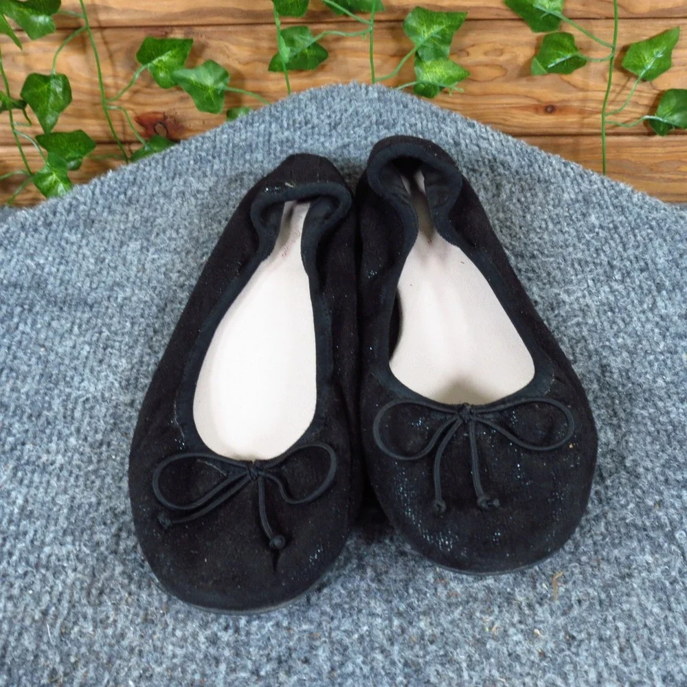 Ruby & Bloom Girls Ballet Flat Dress Shoe Size 4.5 Black Glitter Bow Casual